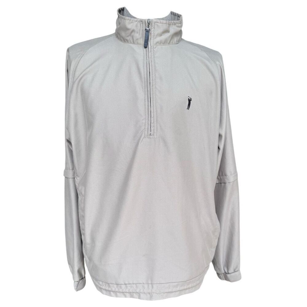 Austin Golf All Weather Jacket Sz. L Beige Quarter Zip Snap Pockets
